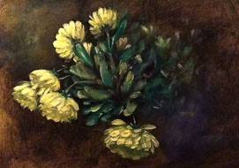 Chrysanthemums<br>
25 x 18 cm - acrylic on paper