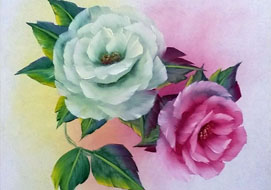 Two roses<br>
20 x 24 cm - oil on hardboard panel