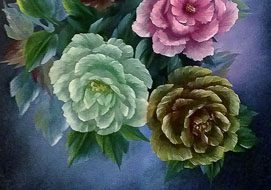 Five roses on black<br>
30 x 40 cm - oil on paper