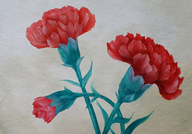 Red carnations<br>
A5 - oil on paper