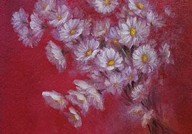 Daisies<br>
A5 - oil on paper