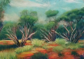 Australian landscape<br>
24 x 30 cm - pastel on paper