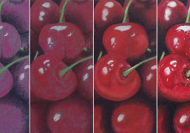 Cherries steps - pastel on paper