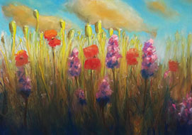 Wildflowers<br>
24 x 30 cm - pastel on paper