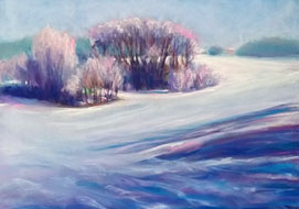 Winter landscape<br>
24 x 30 cm - pastel on paper