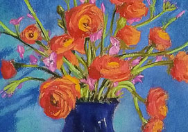 Vase with flowers (after Sarah Blumenschein) - pastel on 9 x 11 inch hardware store sandpaper