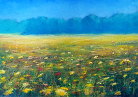 Yellow meadow<br>
A5 - pastel on paper