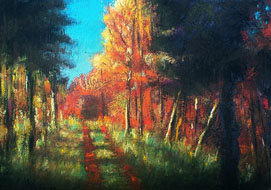 Autumn forest track<br>
A4 - pastel on paper