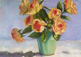 Vase with roses (after Sarah Blumenschein)<br>
A4 - pastel on paper