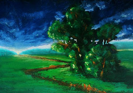 Landscape in low light<br>
A4 - pastel on paper